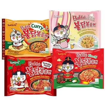 Samyang Spicy Hot Chicken Ramen 11 Flavor Variety Pack - FREE Chopsticks - Korean Buldak Ramen Noodles (11 Pack)