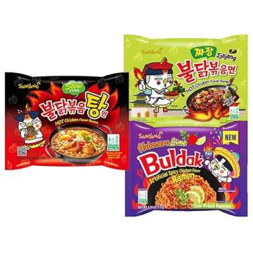 Samyang Spicy Hot Chicken Ramen 11 Flavor Variety Pack - FREE Chopsticks - Korean Buldak Ramen Noodles (11 Pack)