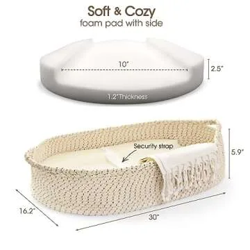 J&Joo Baby Changing Basket - Wipeable & Waterproof Pad Cover, Portable, Changing Table Topper, Changing Pad for Dresser, Cotton Rope Baby Basket, Changing Mat, Gift for Baby Shower