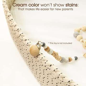 J&Joo Baby Changing Basket - Wipeable & Waterproof Pad Cover, Portable, Changing Table Topper, Changing Pad for Dresser, Cotton Rope Baby Basket, Changing Mat, Gift for Baby Shower