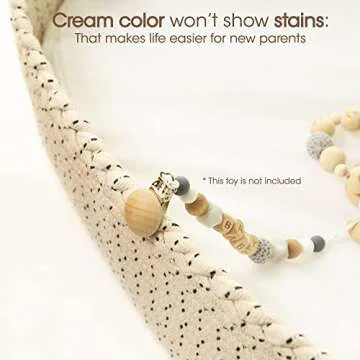 J&Joo Baby Changing Basket - Wipeable & Waterproof Pad Cover, Portable, Changing Table Topper, Changing Pad for Dresser, Cotton Rope Baby Basket, Changing Mat, Gift for Baby Shower