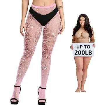 WEANMIX Rhinestone Fishnet Stockings for Women