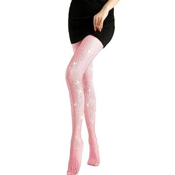 WEANMIX Rhinestone Fishnet Stockings for Women