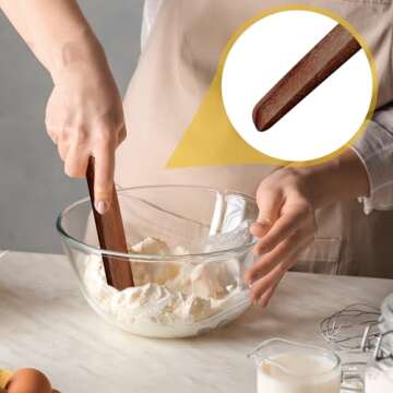 Otuuz 11 Inch Wooden Sourdough Bread Mixing Stir Stick Spurtle Wooden Sourdough Bread Making Tools Paddle Stirring Stick for Kitchen Cooking(Acacia)