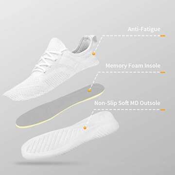 Flysocks Women's Casual Walking Shoes, B-All White, 7.5