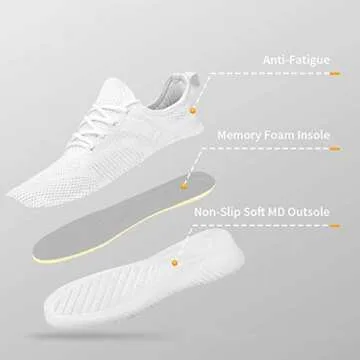 Flysocks Women's Casual Walking Shoes, B-All White, 7.5