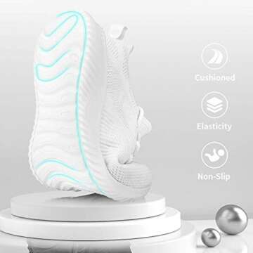 Flysocks Women's Casual Walking Shoes, B-All White, 7.5