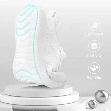 Flysocks Women's Casual Walking Shoes, B-All White, 7.5