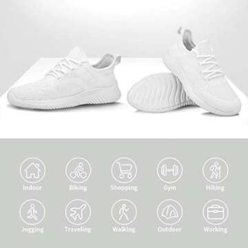 Flysocks Women's Casual Walking Shoes, B-All White, 7.5