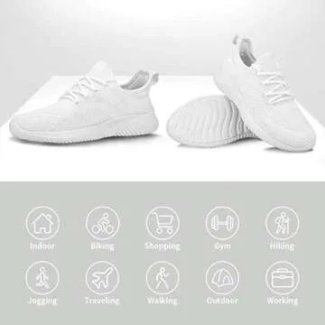 Flysocks Women's Casual Walking Shoes, B-All White, 7.5