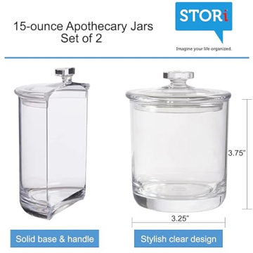 STORi 2-Pack Acrylic Apothecary Jars for Organizing