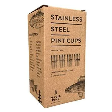 Freshwater Fish Stainless Steel Pint Glass Set for Outdoor Fun