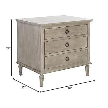 Chic SAFAVIEH 3-Drawer Light Grey Nightstand Table