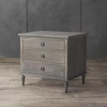 Chic SAFAVIEH 3-Drawer Light Grey Nightstand Table