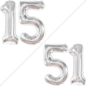 Stunning 40-Inch Silver 15 Birthday Balloon for Celebrations