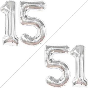 Stunning 40-Inch Silver 15 Birthday Balloon for Celebrations
