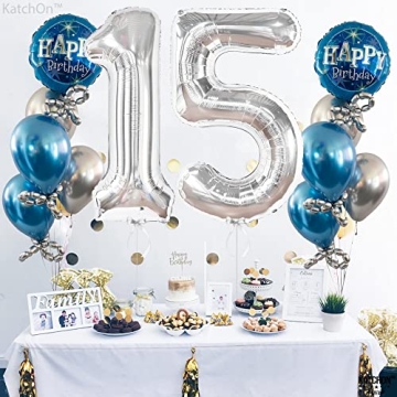 Stunning 40-Inch Silver 15 Birthday Balloon for Celebrations
