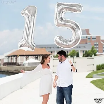 Stunning 40-Inch Silver 15 Birthday Balloon for Celebrations