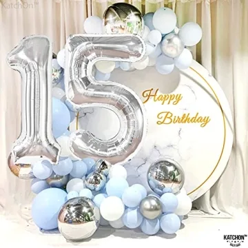 Stunning 40-Inch Silver 15 Birthday Balloon for Celebrations