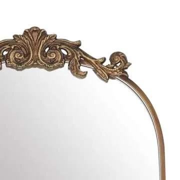 PAIHOME 24x36 Inch Gold Vintage Mirror for Bathroom, Ornate Oil Rubbed Gold Arched Wall Mirror Decor Big Mirror for Foyer Living Room Modern Hanging or Leaning, Metal Frame