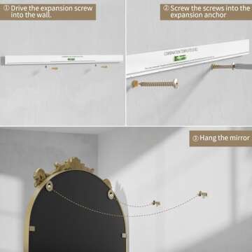 PAIHOME 24x36 Inch Gold Vintage Mirror for Bathroom, Ornate Oil Rubbed Gold Arched Wall Mirror Decor Big Mirror for Foyer Living Room Modern Hanging or Leaning, Metal Frame