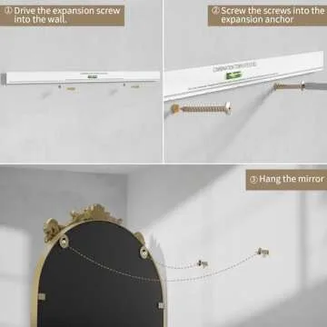 PAIHOME 24x36 Inch Gold Vintage Mirror for Bathroom, Ornate Oil Rubbed Gold Arched Wall Mirror Decor Big Mirror for Foyer Living Room Modern Hanging or Leaning, Metal Frame