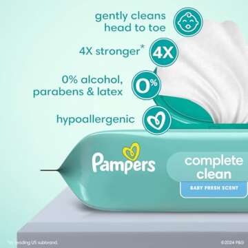 Pampers Baby Wipes Complete Clean Baby Fresh, Scented Baby Wipes, Gently Cleaning Wipes, 1152 Baby Wipes Total (16 Flip-Top Packs)