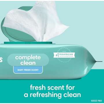 Pampers Baby Wipes Complete Clean Baby Fresh, Scented Baby Wipes, Gently Cleaning Wipes, 1152 Baby Wipes Total (16 Flip-Top Packs)