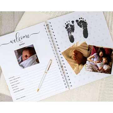 Baby Memory Book - Hard Cover First Year Album Personalized with Baby’s Name - Baby Book & Journal (Butterflies)