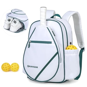 KAVIGOR Pickleball Bag, Pickleball Backpack with Shoe Compartment & Waterproof Pocket, Pickle Ball P...