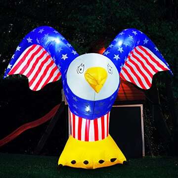 SEASONBLOW 7.5Ft Long Independence Day 4th of July Inflatables American Flying Bald Eagle Decoration...