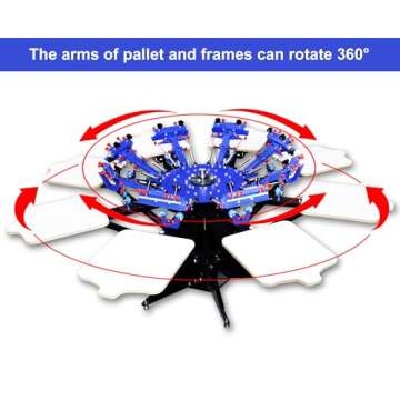 Screen Printing Kit Press 8 Color Silk Screen Printing Machine Screen Printing Press 8 Color 8 Stati...