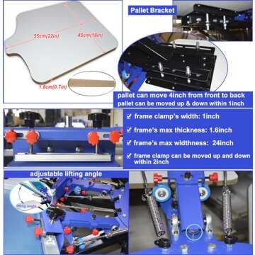 Screen Printing Kit Press 8 Color Silk Screen Printing Machine Screen Printing Press 8 Color 8 Station Double Spring T-Shirt Press DIY