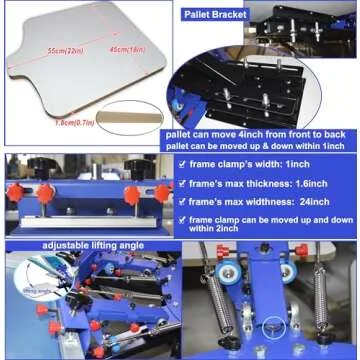 Screen Printing Kit Press 8 Color Silk Screen Printing Machine Screen Printing Press 8 Color 8 Station Double Spring T-Shirt Press DIY