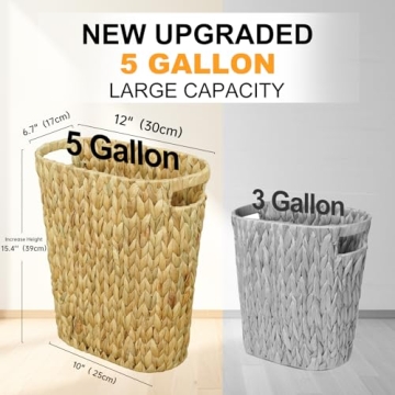 Coeusy Wicker Trash Can for Bathroom and Office Space