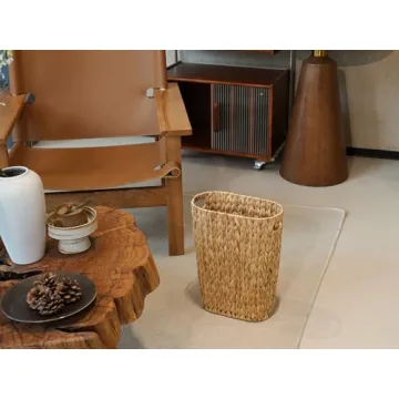 Coeusy Wicker Trash Can for Bathroom and Office Space