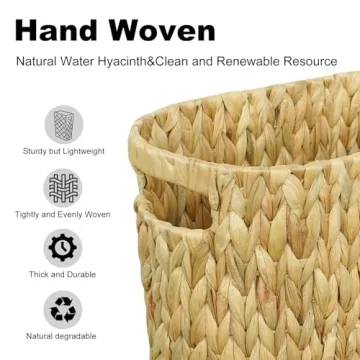 Coeusy Wicker Trash Can for Bathroom and Office Space