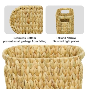 Coeusy Wicker Trash Can for Bathroom and Office Space