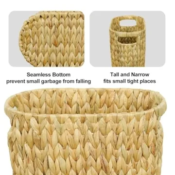 Coeusy Wicker Trash Can for Bathroom and Office Space