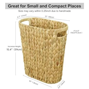 Coeusy Wicker Trash Can for Bathroom and Office Space