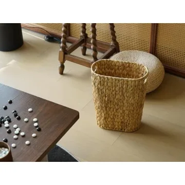 Coeusy Wicker Trash Can for Bathroom and Office Space