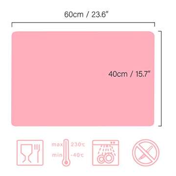 Gartful Makeup Mat for Vanity, 23.6"x15.7" Pink Silicone Mat, X-Large Silicone Sheet for Crafts, Art...