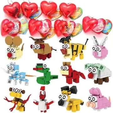 JOYIN 26 Packs Valentines Day Cards with Building Blocks, Prefilled Hearts with Cards Filled with An...