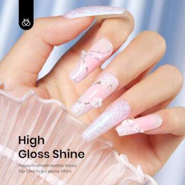 Beetles Pearl Gel Nail Polish, 15ML Pearl White Gel Polish Shimmer Mermaid Iridescent Pearlescent Nail Polish Soak Off Uv LED Nail Lamp Need Manicure Salon DIY Nail Art Design