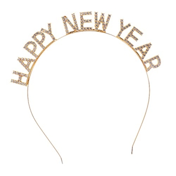 BinaryABC Happy New Year Headband Tiara,Rhinestone New Years Headband,New Year Eve Party Supplies(Go...