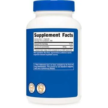 Nutricost Zinc Picolinate 50mg Capsules - 240 Vegetarian