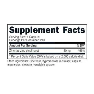 Nutricost Zinc Picolinate 50mg Capsules - 240 Vegetarian