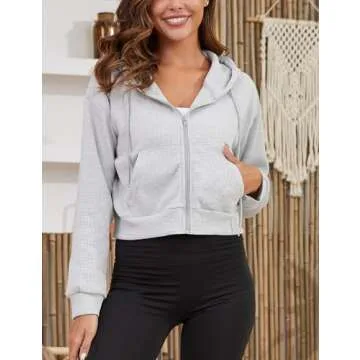 Stylish Yimoon Cropped Zip Up Hoodie for Women