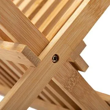 ARTALL 2-Tier Collapsible Drying Dish Rack, Bamboo Folding Plate Dish Drainer, Solid Plate Holder for Kitchen Utensils