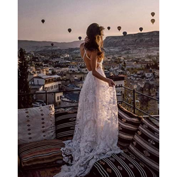 Spaghetti Strap Lace Wedding Dress by Homdor - Elegant & Affordable